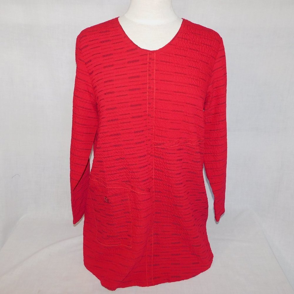 Habitat Clothing Red Crinkle Textured Single Pocket Tunic Top Womens M
